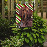 Dachshund Candy Cane Holiday Christmas Flag Garden Size