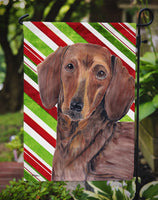 Dachshund Candy Cane Holiday Christmas Flag Garden Size