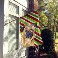 Pug Candy Cane Holiday Christmas Flag Canvas House Size