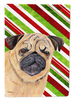 Pug Candy Cane Holiday Christmas Flag Canvas House Size