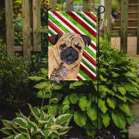 Pug Candy Cane Holiday Christmas Flag Garden Size