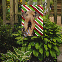 Airedale Candy Cane Holiday Christmas Flag Garden Size