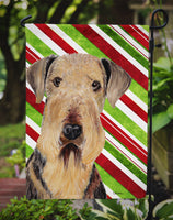 Airedale Candy Cane Holiday Christmas Flag Garden Size