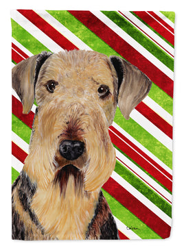 Airedale Candy Cane Holiday Christmas Flag Garden Size