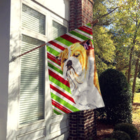 Bulldog English Candy Cane Holiday Christmas Flag Canvas House Size