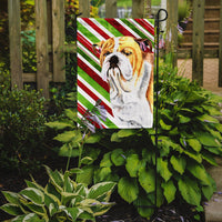 Bulldog English Candy Cane Holiday Christmas Flag Garden Size