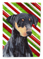 Doberman Candy Cane Holiday Christmas Flag Canvas House Size