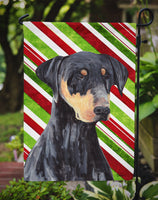 Doberman Candy Cane Holiday Christmas Flag Garden Size