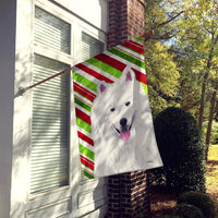 American Eskimo Candy Cane Holiday Christmas Flag Canvas House Size