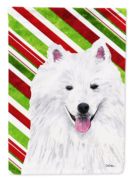 American Eskimo Candy Cane Holiday Christmas Flag Canvas House Size