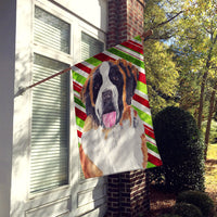 Saint Bernard Candy Cane Holiday Christmas Flag Canvas House Size