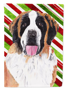 Saint Bernard Candy Cane Holiday Christmas Flag Canvas House Size