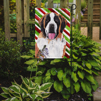 Saint Bernard Candy Cane Holiday Christmas Flag Garden Size