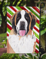 Saint Bernard Candy Cane Holiday Christmas Flag Garden Size