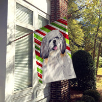 Shih Tzu Candy Cane Holiday Christmas Flag Canvas House Size