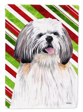 Shih Tzu Candy Cane Holiday Christmas Flag Canvas House Size