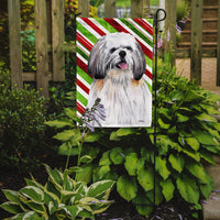 Shih Tzu Candy Cane Holiday Christmas Flag Garden Size