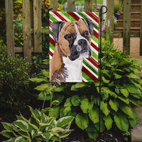 Boxer Candy Cane Holiday Christmas Flag Garden Size