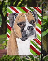 Boxer Candy Cane Holiday Christmas Flag Garden Size