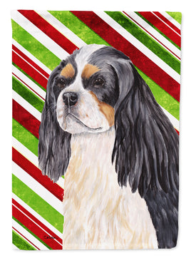 Cavalier Spaniel Candy Cane Holiday Christmas Flag Garden Size