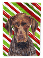 German Shorthaired Pointer Candy Cane Holiday Christmas Flag Garden Size