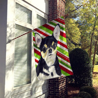 Chihuahua Candy Cane Holiday Christmas Flag Canvas House Size