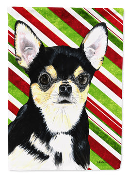 Chihuahua Candy Cane Holiday Christmas Flag Canvas House Size