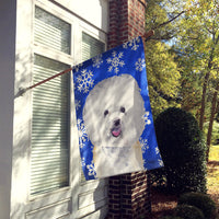 Bichon Frise Winter Snowflakes Holiday Flag Canvas House Size