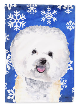 Bichon Frise Winter Snowflakes Holiday Flag Canvas House Size