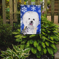 Bichon Frise Winter Snowflakes Holiday Flag Garden Size