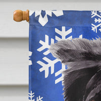 Border Collie Winter Snowflakes Holiday Flag Canvas House Size