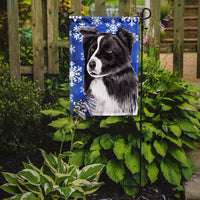 Border Collie Winter Snowflakes Holiday Flag Garden Size