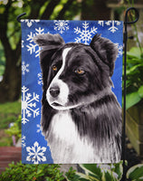 Border Collie Winter Snowflakes Holiday Flag Garden Size