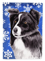 Border Collie Winter Snowflakes Holiday Flag Garden Size