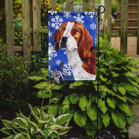 Beagle Winter Snowflakes Holiday Flag Garden Size