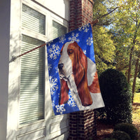 Basset Hound Winter Snowflakes Holiday Flag Canvas House Size