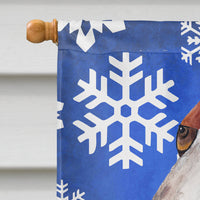 Basset Hound Winter Snowflakes Holiday Flag Canvas House Size