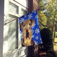 Airedale Winter Snowflakes Holiday Flag Canvas House Size