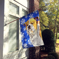 Bulldog English Winter Snowflakes Holiday Flag Canvas House Size