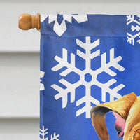 Bulldog English Winter Snowflakes Holiday Flag Canvas House Size