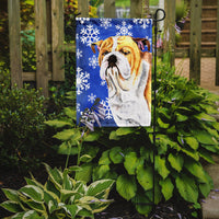 Bulldog English Winter Snowflakes Holiday Flag Garden Size