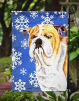 Bulldog English Winter Snowflakes Holiday Flag Garden Size