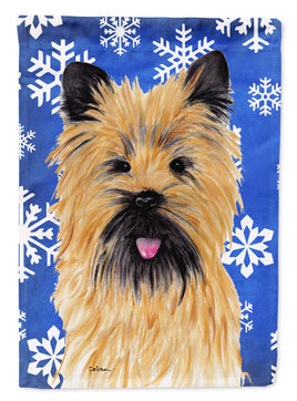 Cairn Terrier Winter Snowflakes Holiday Flag Garden Size