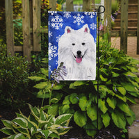 American Eskimo Winter Snowflakes Holiday Flag Garden Size