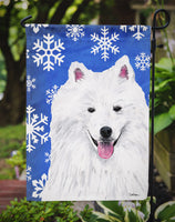 American Eskimo Winter Snowflakes Holiday Flag Garden Size