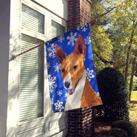 Basenji Winter Snowflakes Holiday Flag Canvas House Size