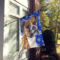 Boxer Winter Snowflakes Holiday Flag Canvas House Size