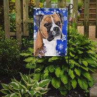 Boxer Winter Snowflakes Holiday Flag Garden Size