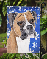 Boxer Winter Snowflakes Holiday Flag Garden Size