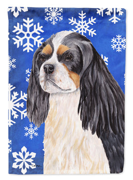 Cavalier Spaniel Winter Snowflakes Holiday Flag Canvas House Size